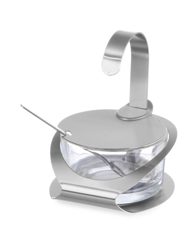 Cheese and Sugar Dish with Glass Bowl and Stainless Steel Spoon | HENDI