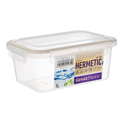 Great Plastic Transparent All Purpose Food Container | Clip Closure | 1 L | 18 x 12.5 x H8 cm 1