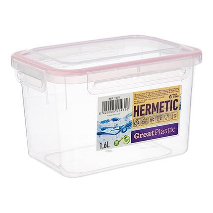 Airtight Food Storage Container | Great Plastic | Transparent PP Clip Closure | 1.6 L, 18 x 12.5 x H11.5 cm 1