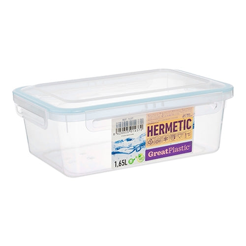 Airtight Food Storage Container | Great Plastic | Transparent PP Clip Closure | 1.65 L, 22 x 15 x H8 cm 1