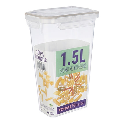 Airtight Food Storage Container | Great Plastic | Transparent PP Clip Closure | 1.5 L, 14 x 10 x H21.5 cm 1