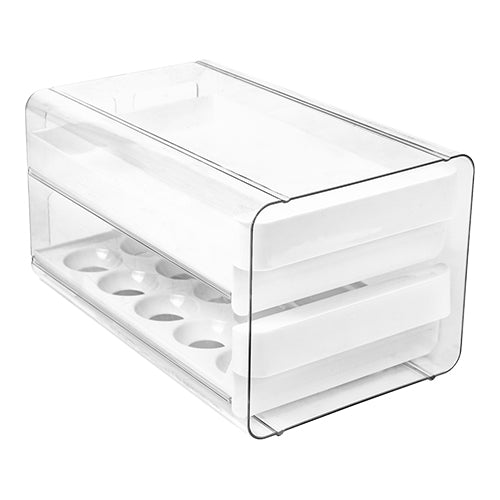 Transparent Stackable Fridge Organizer with Egg Tray | Great Plastic | Holds 15 Eggs | 16.5 x 26.5 x H14.5 cm 1
