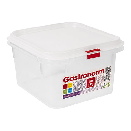 Great Plastic GN 1/6 Food Container with Airtight Seal | Transparent PP | 1.9 L, H100 mm 1