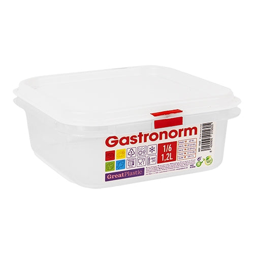 GN 1/6 Food Container with Airtight Seal | Great Plastic | Transparent Polypropylene | 1.2 L, H65 mm 1