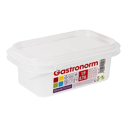 GN 1/9 Food Container with Airtight Seal | Great Plastic | Transparent Polypropylene | 0.75 L, H65 mm 1
