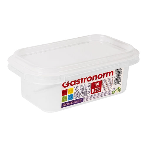 GN 1/9 Food Container with Airtight Seal | Great Plastic | Transparent Polypropylene | 0.75 L, H65 mm 1