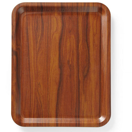 Non-Slip Laminated Rectangular Serving Tray, Mahogany | AmerBox | 460x360mm