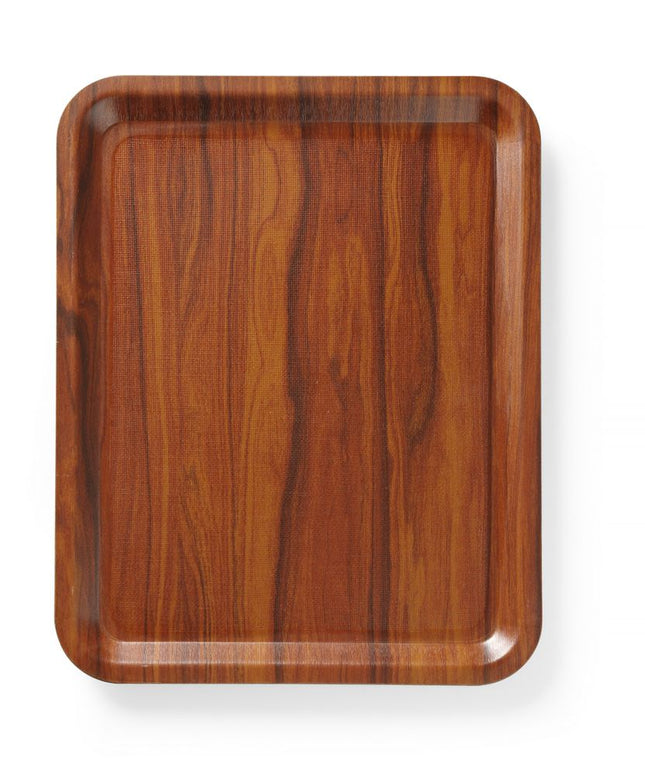 Non-Slip Laminated Rectangular Serving Tray, Mahogany | AmerBox | 460x360mm