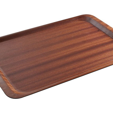Non-Slip Rectangular Serving Tray | AmerBox | Mahogany | Euronorm | 370x530mm