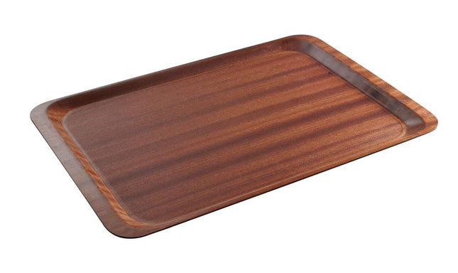 Non-Slip Rectangular Serving Tray | AmerBox | Mahogany | Euronorm | 370x530mm