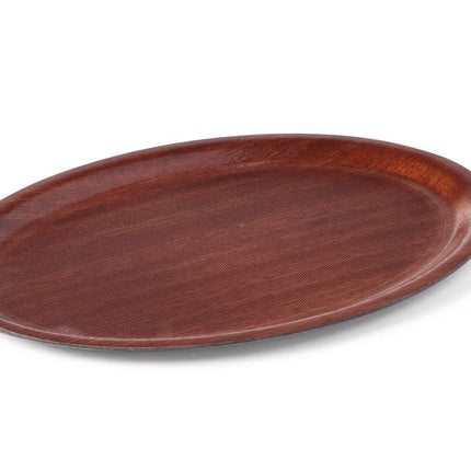 Non-Slip Laminated Oval Serving Tray | AmerBox | Mahogany | 230x160mm