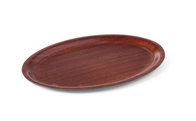 Non-Slip Laminated Oval Serving Tray | AmerBox | Mahogany | 230x160mm
