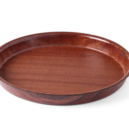 Round Non-Slip Serving Tray with High Rim | AmerBox Mahogany | Ø320x35mm