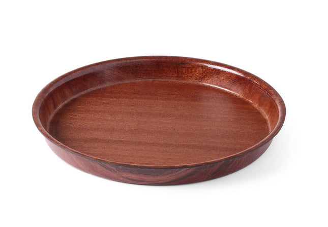 Round Non-Slip Serving Tray with High Rim | AmerBox Mahogany | Ø360x30mm