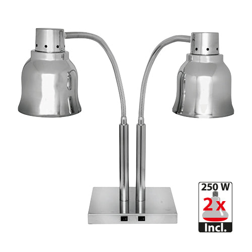 Double Heat Lamp with Flexible Arms | CaterChef | Stainless Steel Countertop Model | 500 W | Ø17 cm 1