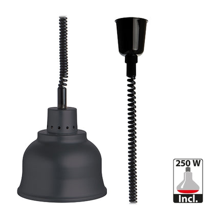 Retractable Heat Lamp Shade | CaterChef | Black Aluminium | 250 W | Ø22.5 x H22 cm 1