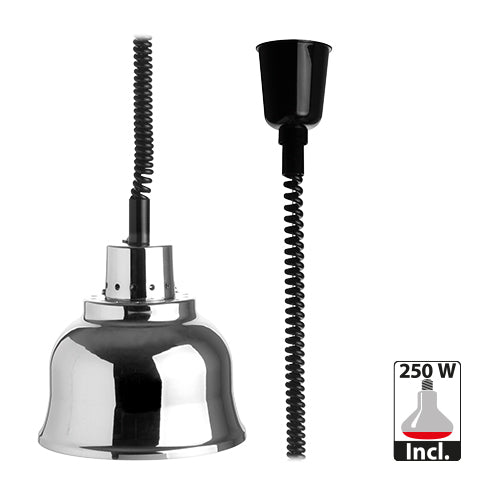 Retractable Heat Lamp Shade Chrome | CaterChef | 250W | Ø22.5 x H22 cm 1
