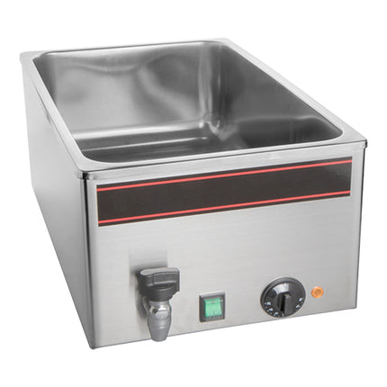 Countertop Bain Marie 1/1 GN with Drain Valve | EMGA | 1000W | 34.5 x 60 x H24.5 cm 1