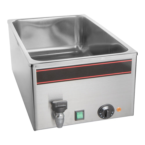 Countertop Bain Marie 1/1 GN with Drain Valve | EMGA | 1000W | 34.5 x 60 x H24.5 cm 1