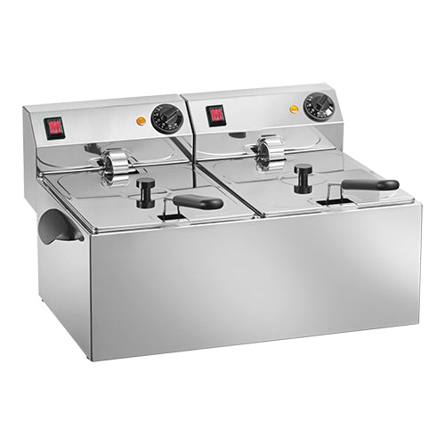 Double Countertop Electric Fryer | Titanium | 2 x 6 L | Stainless Steel | 3.25 kW 1