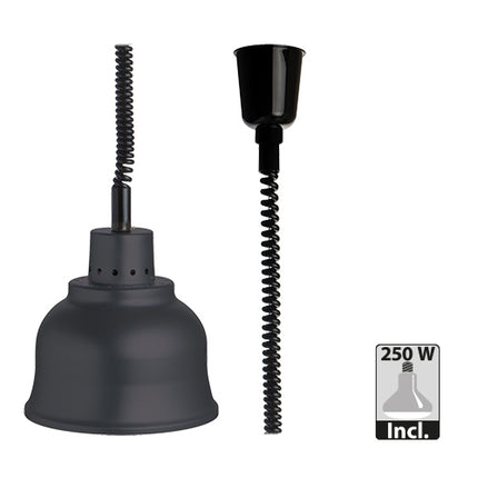 Black Aluminium Retractable Heat Lamp Shade | CaterChef | 250W | Ø22.5 x H22 cm 1