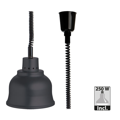 Black Aluminium Retractable Heat Lamp Shade | CaterChef | 250W | Ø22.5 x H22 cm 1