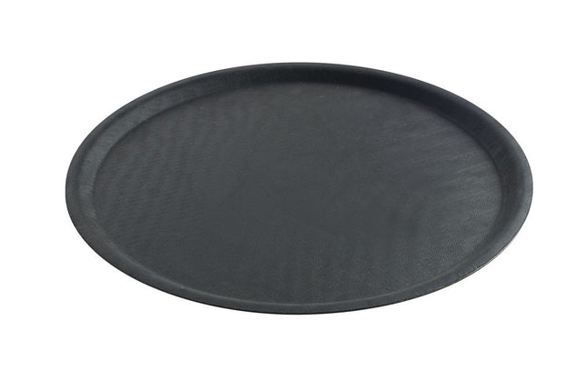 Round Non-Slip Polyester Serving Tray | HENDI Black | Ø400x22mm