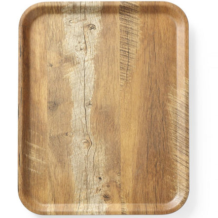 Non-Slip Melamine Serving Tray with Wood Design | AmerBox Wood | 330x430mm