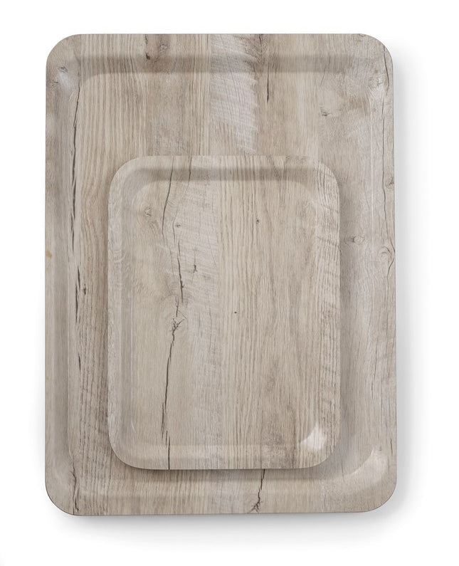 Serving Tray with Melamine Laminate Non-Slip Light Wood Design | AmerBox | 240x340mm