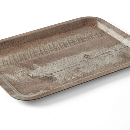 Serving Tray with Melamine Laminate Non-Slip Dark Wood Design | AmerBox | 240x340mm