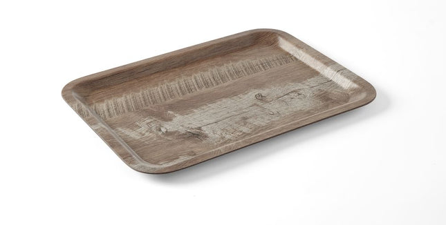 Serving Tray with Melamine Laminate Non-Slip Dark Wood Design | AmerBox | 240x340mm