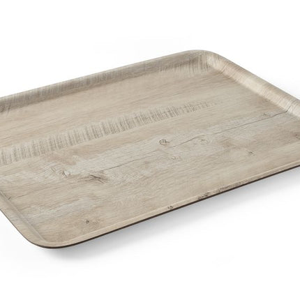 Serving Tray with Melamine Laminate Non-Slip Light Wood Design | AmerBox | 370x530mm