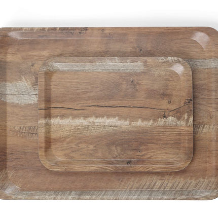 Serving Tray with Melamine Laminate Non-Slip Wood Design | AmerBox | 240x340mm