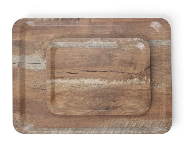 Serving Tray with Melamine Laminate Non-Slip Wood Design | AmerBox | 240x340mm