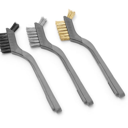 Narrow Wire Brush Set with Stainless Steel, Brass, and Nylon Bristles | HENDI | 3 Pieces | 178mm Length