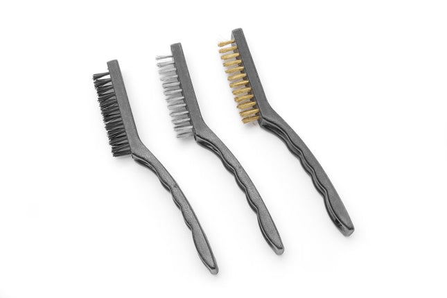 Narrow Wire Brush Set with Stainless Steel, Brass, and Nylon Bristles | HENDI | 3 Pieces | 230mm Length