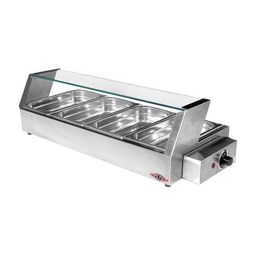 Stilfer Heated Bain Marie Display Showcase | Safety Glass | 4 x 1/3 GN | 1200 W | 79.5 x 35.5 x H23 cm 1