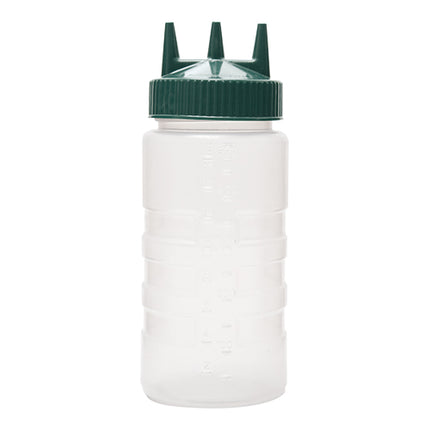 Green LDPE Squeeze Bottle with Graduated Measures and Triple Spout | EMGA | 0.5 L | Ø7.5 x H19 cm 1
