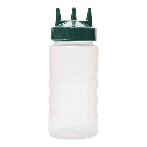 Green LDPE Squeeze Bottle with Graduated Measures and Triple Spout | EMGA | 0.5 L | Ø7.5 x H19 cm 1