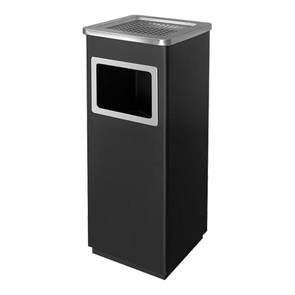 Waste Bin with Ashtray 12L | EMGA | Black Powder-Coated Metal | Inner Bucket | 24 x 24 x H62 cm 1