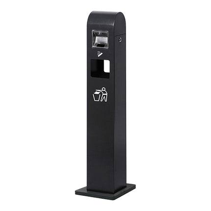Black Smokers Pole with Waste Bin | EMGA | Powder-Coated Galvanized Steel | 26 x 26 x H110 cm 1