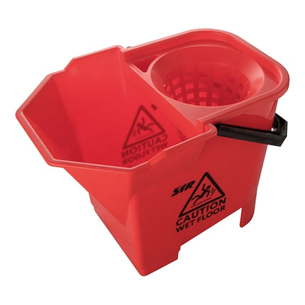 Mop Bucket with Dirt Grid and Wringer | EMGA | Red Plastic | 10 L 1