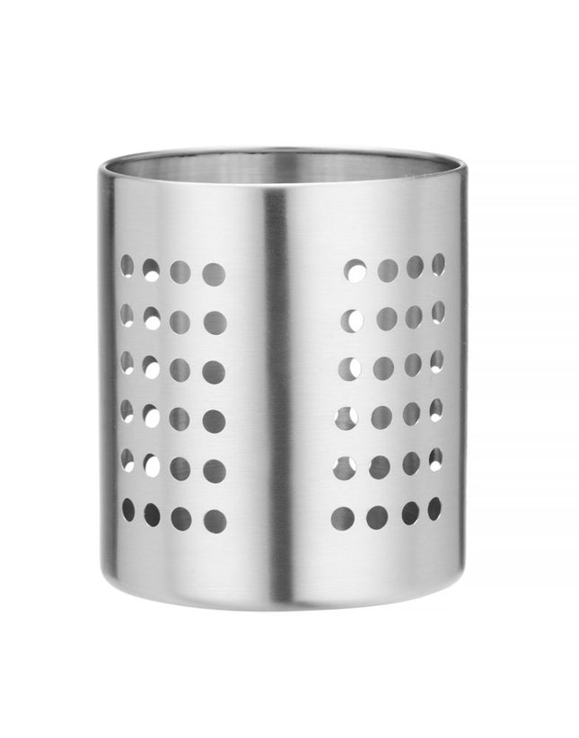 Stainless Steel Cutlery Holder with Perforated Design | HENDI | Round 110x130mm