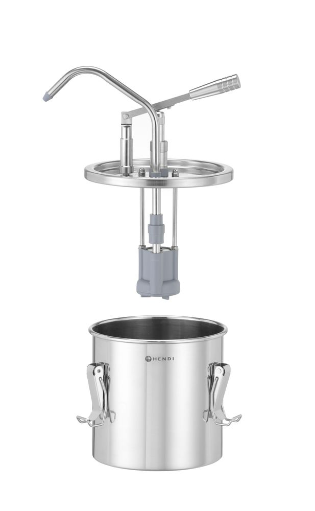 Stainless steel sauce container with dispenser, HENDI, 4,5L, ⌀198x(H)360mm
