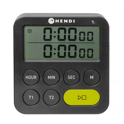 Double Timer with 3 Alarm Modes | HENDI | Black | 82x20x86mm