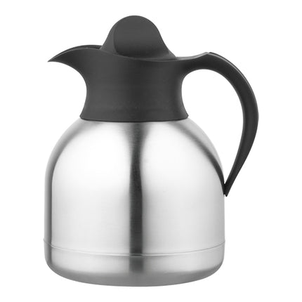 Double-Walled Stainless Steel 18/10 Vacuum Jug with Screw Cap and Pouring Spout | EMGA | Black | 1.0 L 1