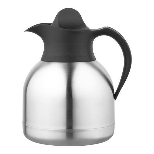 Double-Walled Stainless Steel 18/10 Vacuum Jug with Screw Cap and Pouring Spout | EMGA | Black | 1.0 L 1