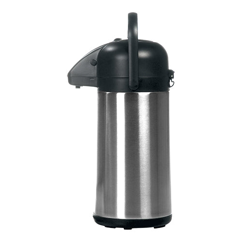 Double-Walled Airpot with Pump Lid and Swivel Base | EMGA | Stainless Steel 18/10 Black | 2.2 L 1