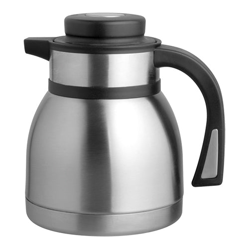 EMGA Double-Walled Vacuum Jug, Black | Stainless Steel 18/10 | Push-Button Lid with Pouring Spout | 1 L 1
