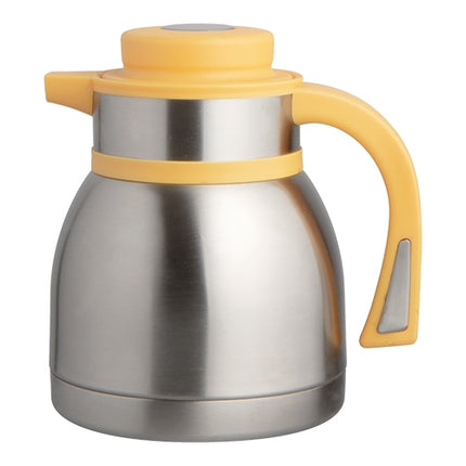 EMGA Double-Walled Vacuum Jug, Yellow | Stainless Steel 18/10 | Push-Button Lid with Pouring Spout | 1 L 1